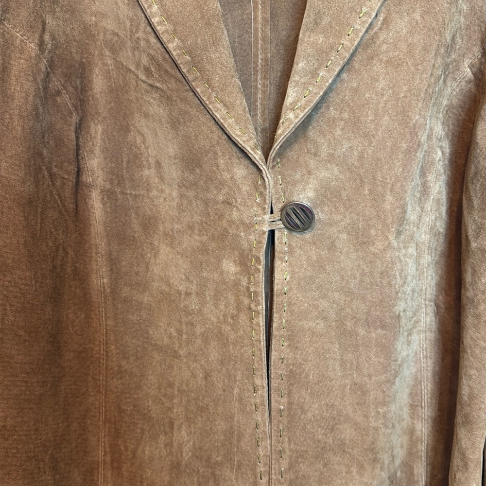 Kim Rogers Suede 100% Leather Collared Jacket with Button Enclosure Size XL - Picture 3 of 6